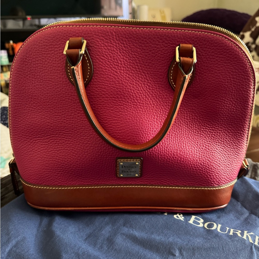 Dooney & Bourke Pink and Brown Leather Satchel